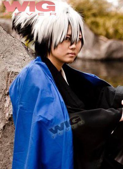 Nurarihyon no Mago Nura Rikuo Long White Mixed Black Cosplay Hair Wig 