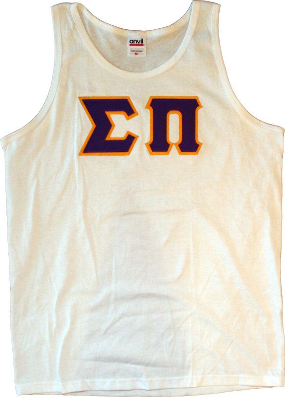 Sigma Pi   Twill Letters Tank Top   S XL  