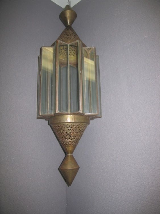 Antique brass hanging sconce star lantern Pentagram Celtic Druid 