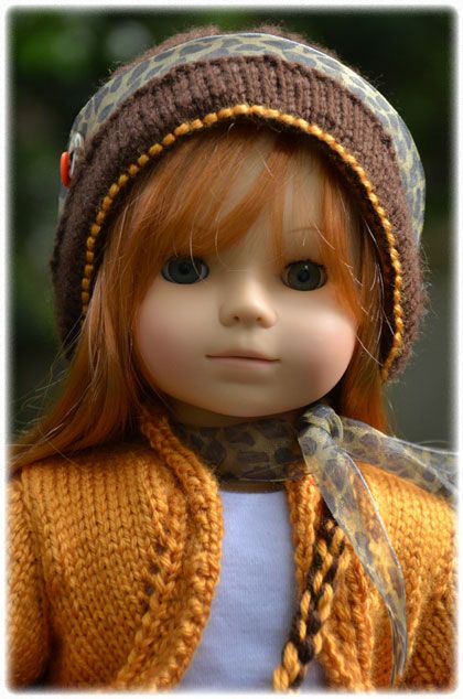 Hand knit knitted bolero, safari hat & bag set fits American Girl 18 