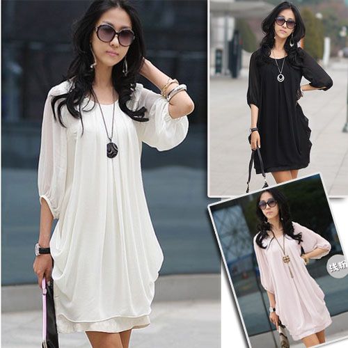 Graceful Gentlewomanly Chiffon Sleeve Mini Dress #023  