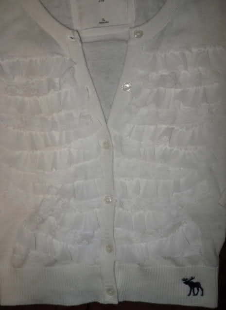 NWT Abercrombie Ruffle Lace Cardigan Sweater Top Sz S  