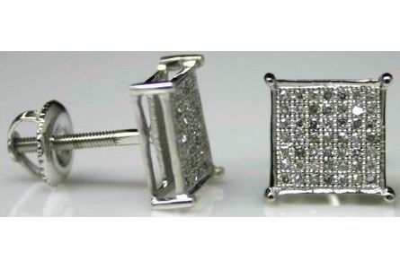   14KT WHITE OR YELLOW GOLD SQUARE EARRINGS IN 0.20 CTS, 8.00MM WIDE