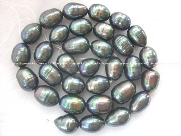 one strand 11 13*8.5 9.5mm black freshwater pearl beads  