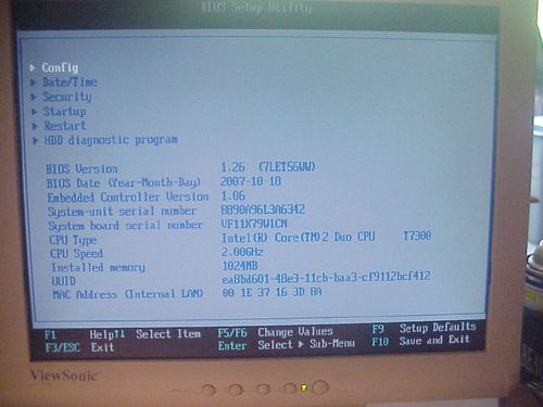 LENOVO THINKPAD T61 TYPE 8890 A96 CORE 2 DUO 2.0GHZ/1GBRAM/WIFI/L3 