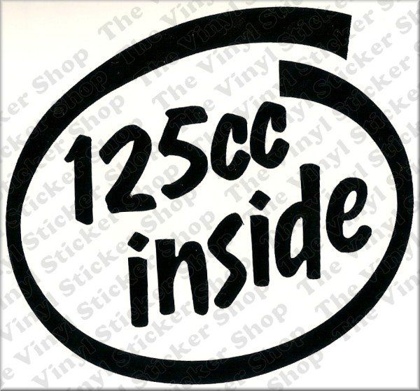 125cc Inside Novelty Motorcycle/Bike Vinyl Stickers/Decals x2  