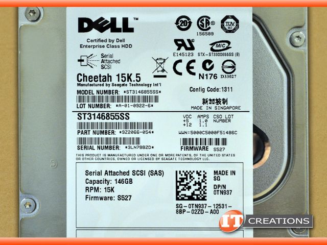 IMAGES DELL 146GB 15K RPM SAS 3.5 INCH HARD DRIVE TN937