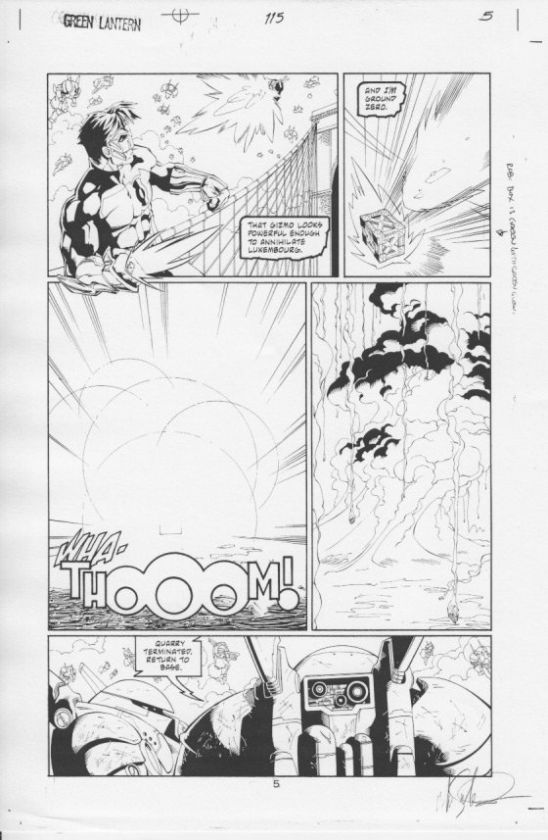 Green Lantern #115 p.5 Action vs Robots, Mike Miller  