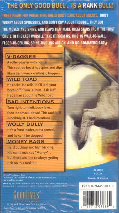 Dagger Wolly Bully Money Bags ++ 2002 BULL RIDING VHS  