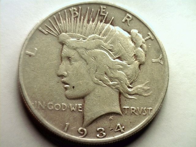 1934 S PEACE SILVER DOLLAR F/VF FINE / VERY FINE NICE ORIGINAL COIN 