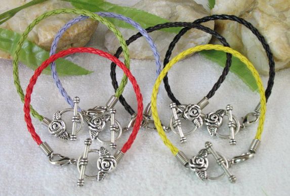 Mixed Leather Bracelet charm bracelet 18cm W4637  