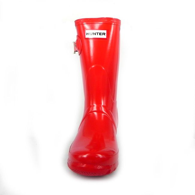 Hunter Short Gloss Womens Rubber Wellies Red UK 3  