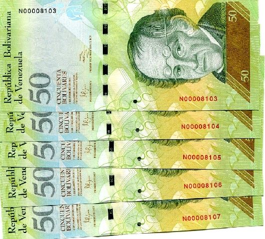 VENEZUELA 50 Bolivares 3 2 2011 P New UNC lot 5 pcs  