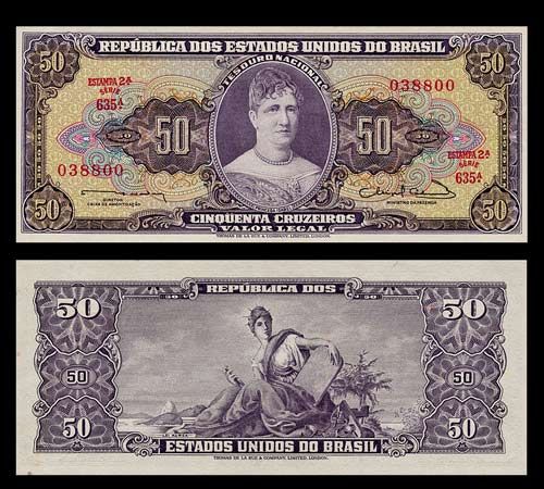 50 CRUZEIROS Note BRAZIL   1963   Princess ISABEL   UNC  