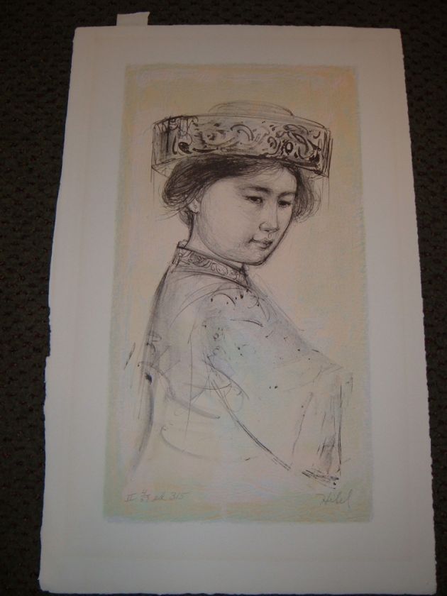 Edna Hibel Yasmine Lithograph 16 1/4  x 8 3/4   