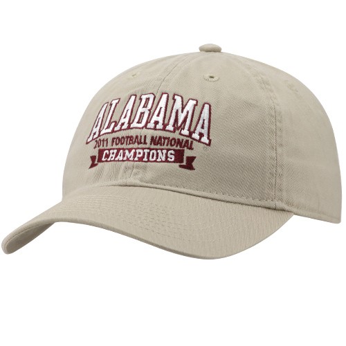   Crimson Tide Khaki 2011 BCS National Champions Banner Adjustable Hat