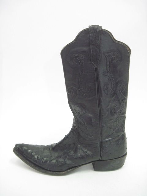 RIOS OF MERCEDES Mens Black Ostrich Western Cowboy Boots 7  