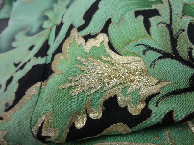 9692# Japanese KIMONO SILK / DYED LEAF  