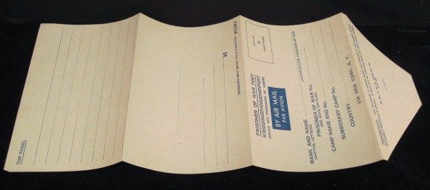 1944 WWII US PRISONER OF WAR POST LETTER~COVER~GERMANY~UNUSED  