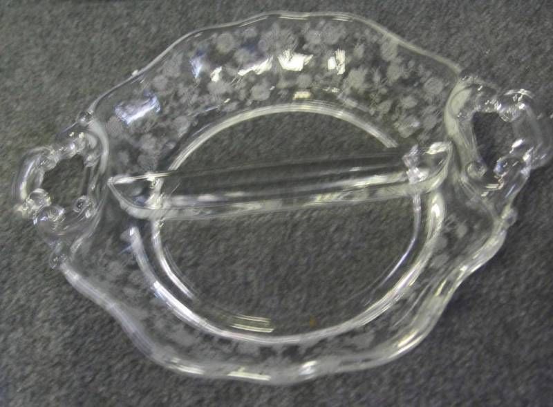 Vintage Cambridge Glass 6 2 Part Divided Relish Dish  