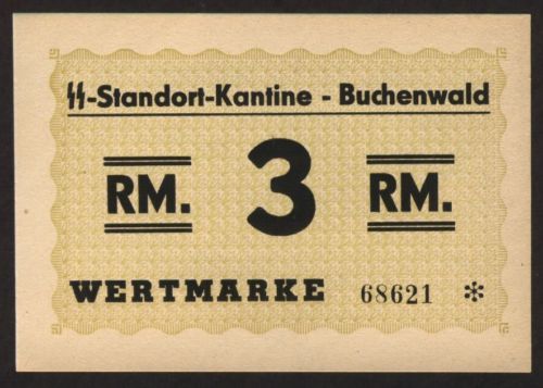 CONCENTRATION CAMP MONEY, BUCHENWALD, 3 RM, HOLOCAUST  