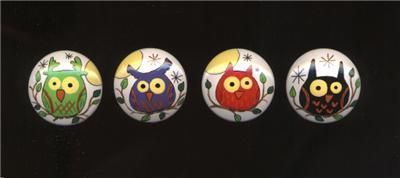 HOOTY OWLS  Wooden Dresser Drawer Knobs Pulls  U PICK  