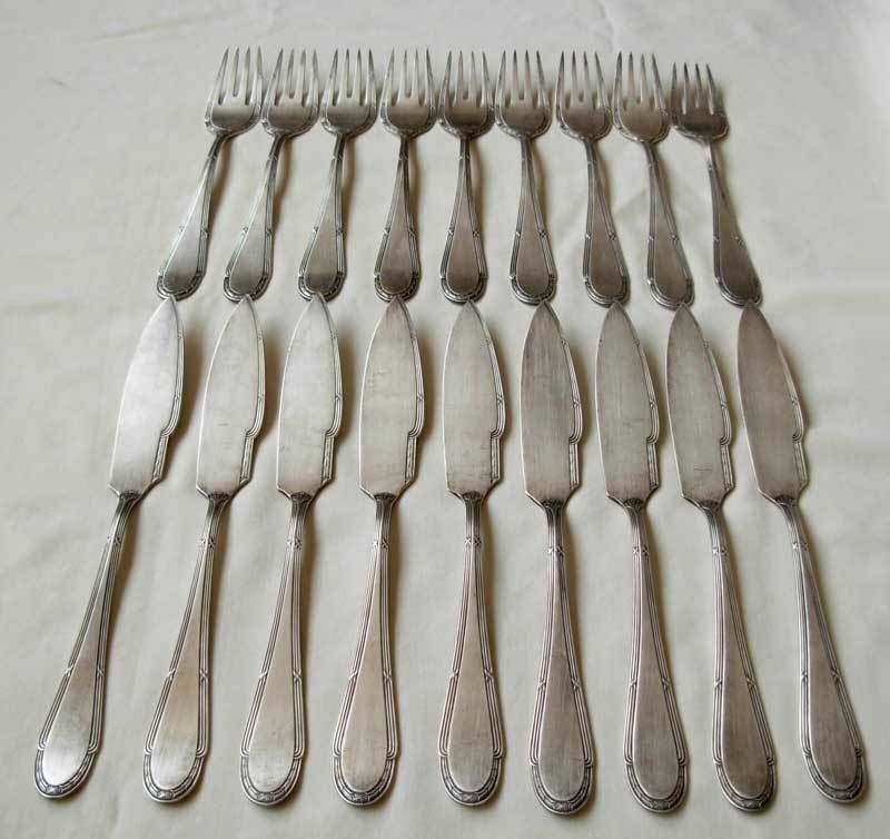 OLD WMF 18 PCS SILVERPLATED FISH CUTLERY FLATWARE  