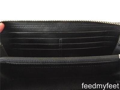   45822 Chelsea Black Leather Accordion Silver Zip Around Wallet  