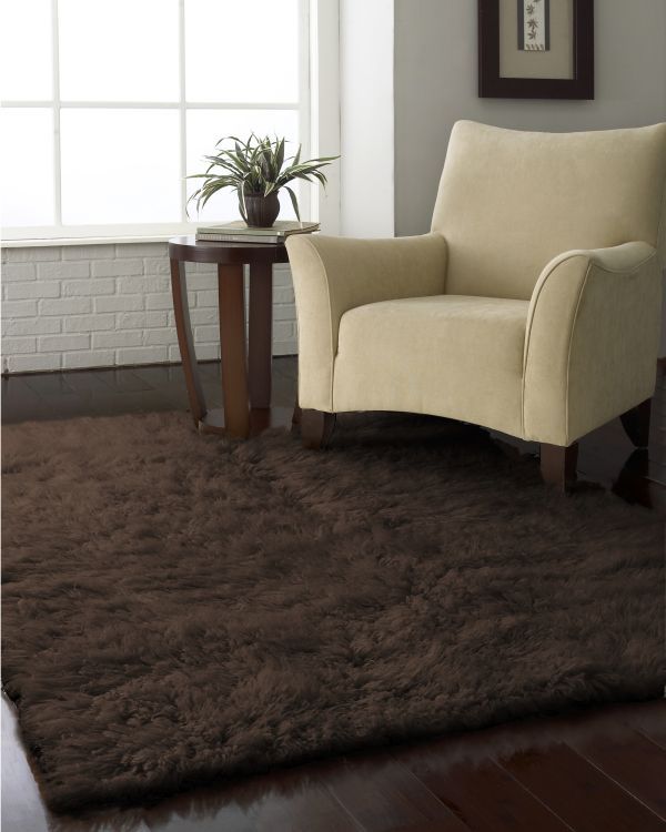 Flokati Shag Area Rug 3000g Handmade Brown 5x7  