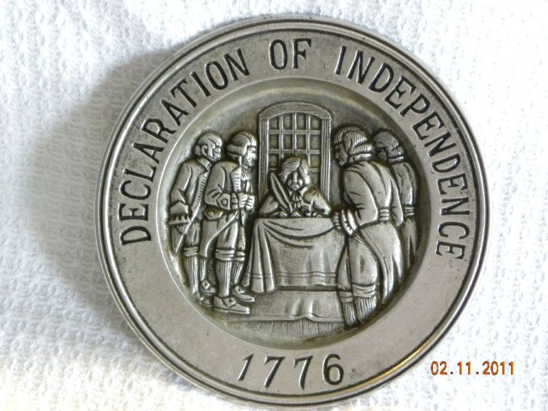 Pewter Declaration of Independance Wall Plate  