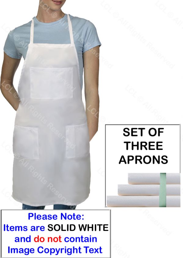 WHITE APRONS RESTAURANT CHEF KITCHEN BIB SALON APRON  