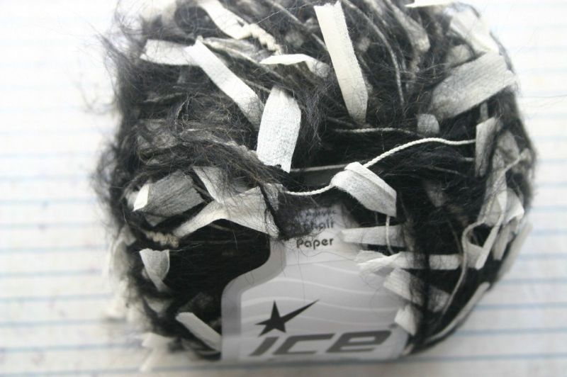 1sk ICE Black mohair w/white papery flags/tags  