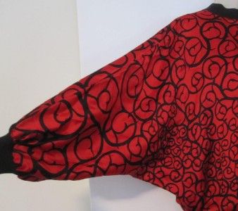 vtg 80s red and black drop waist dolman sleeve dress S  