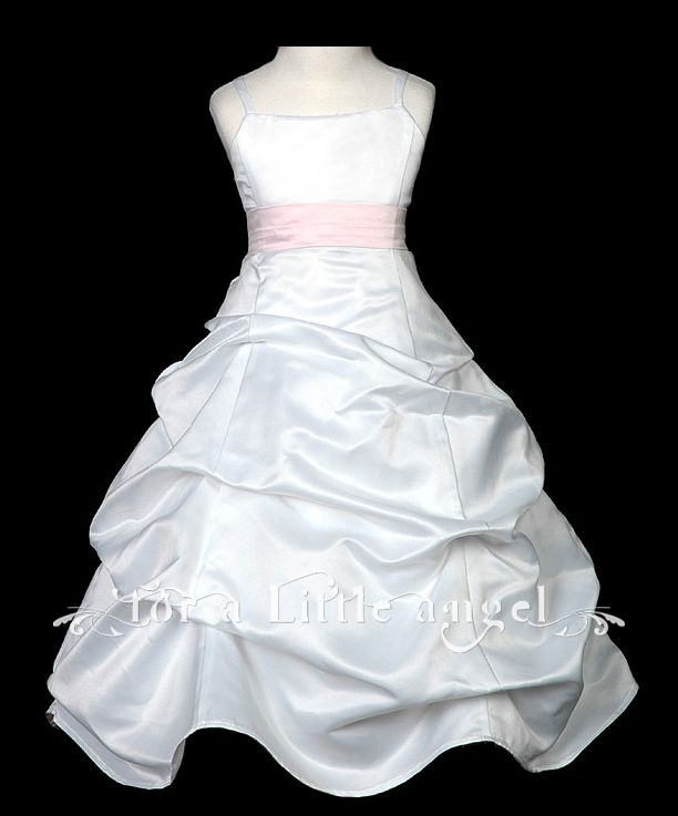 Pink Satin Pageant Pickup Flower Girl Dress sz 8  