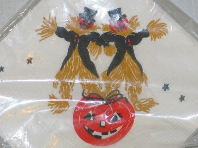 Vintage Halloween Napkin Set IOP Scarecrows JOL 20 ct T5  