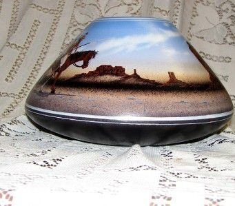 NAVAJO SEED POT LARGE MONUMENT VALLEY INDIAN ON HORSE  