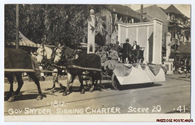 Geyser RPPC 1912 NORRISTOWN PA CENTENNIAL Gov. Snyder  