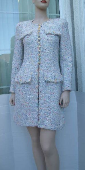 EXQUISITE CHANEL RARE LONG JACKET38 22 CC LOGO BUTTONS  