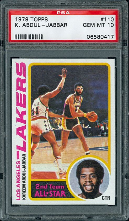 1978 Topps #110 Kareem Abdul Jabbar (Hall of Famer), PSA 10 GEM MT 