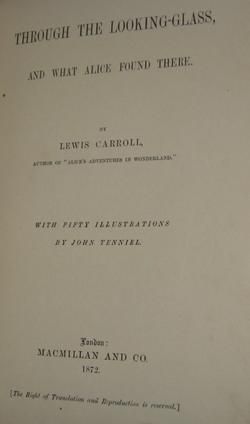 ALICE IN WONDERLAND Looking Glass FIRST EDITION 1872  