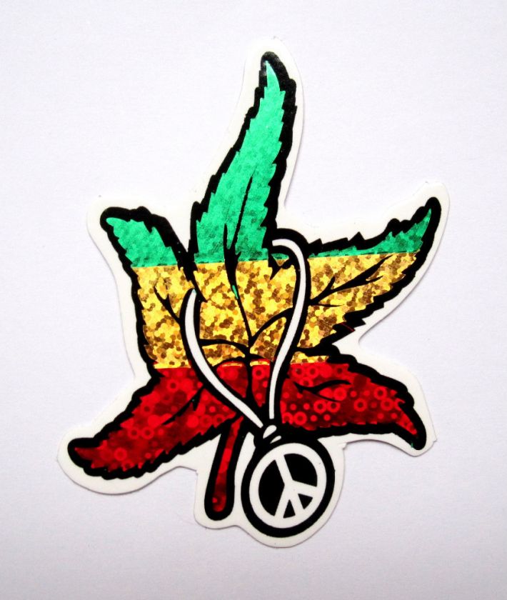 Cannabis Peace Rasta Marijuana Metallic Bumper Bike Car Foil Decal 