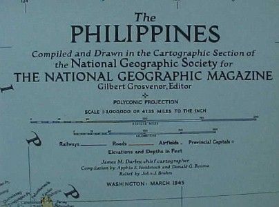 1945 WW2 Map PHILIPPINES Bataan Manila Bay Luzon Corregidor General 