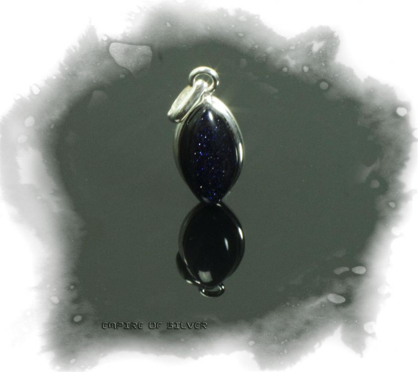 Blue Goldstone Sitara 925 Silver Style Pendant 925 Sparkly Man Made 