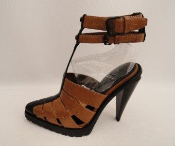 BN Alexander Wang Tan Brown Leather Ankle Strap Heels Shoes UK5 EU38 