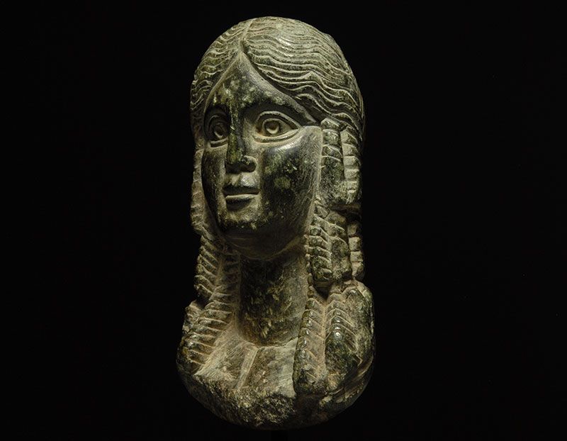 Ancient Roman Egyptian style Serpentine Head  