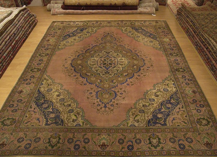 9x12 Handmade Antique Persian Tabriz Serapi Wool Rug  