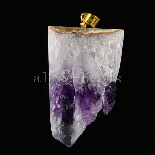 Rare Amethyst Druzy Slice Pendant Bead H120054  