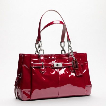 COACH $378 Chelsea Patent Leather JAYDEN CARRYALL Bag 17855 WINE/RED 