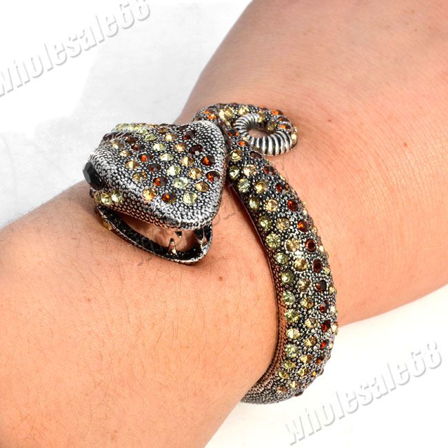   lots 1pcs=10.55$ Fashion Gothic Snake Animal Bracelet Cuff Bangle FREE