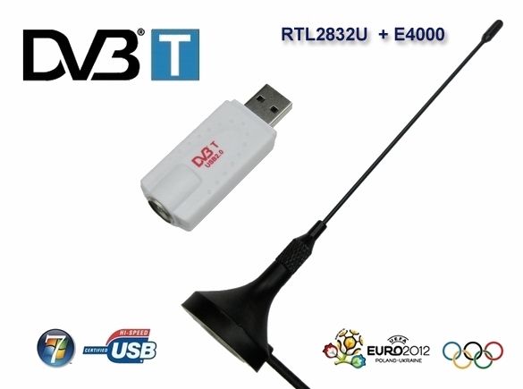 White DVB DVB T HDTV Realtek RTL2832U Elonics E4000 64 1700 MHz SDR 